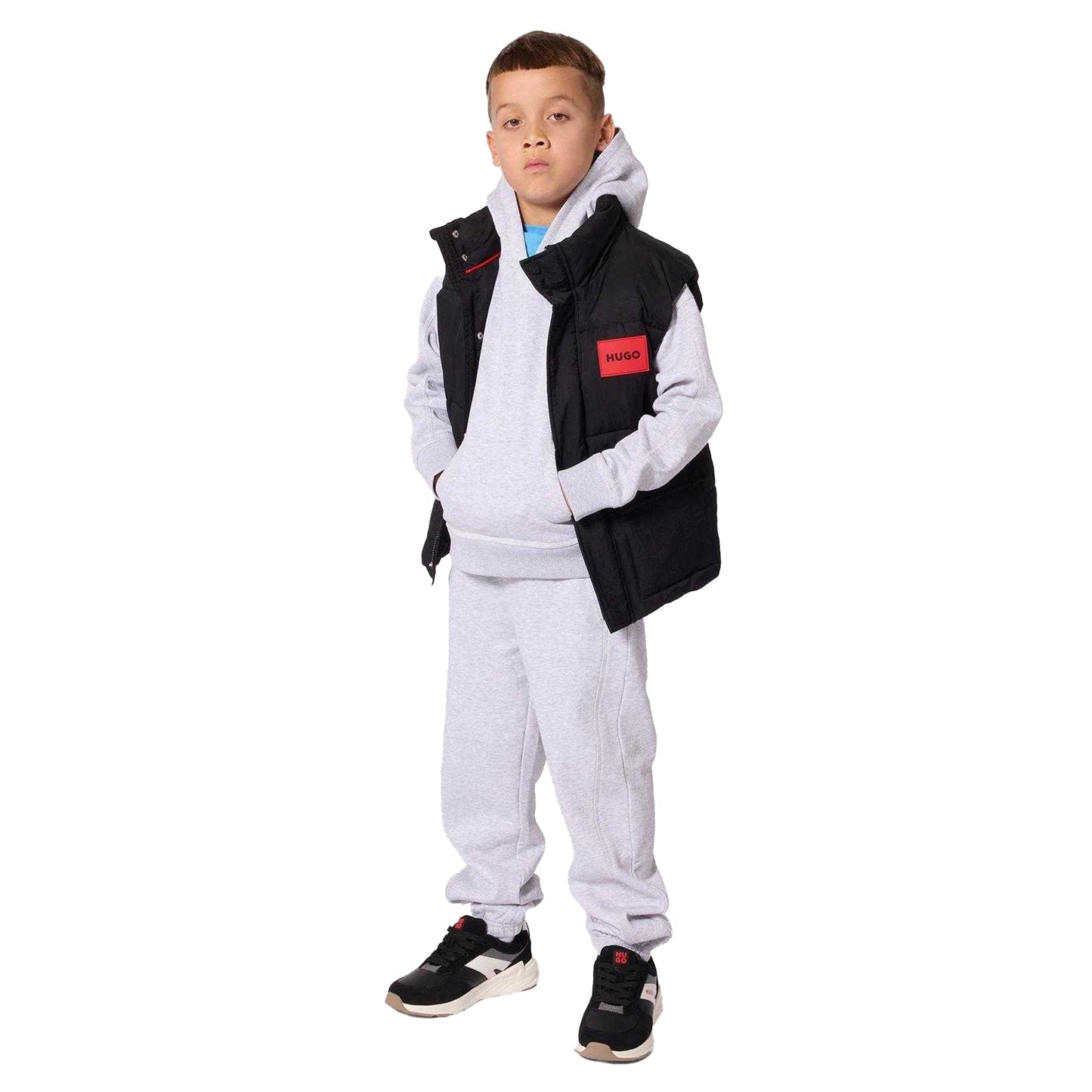 Black - Lifestyle - Hugo Childrens-Kids Padded Gilet