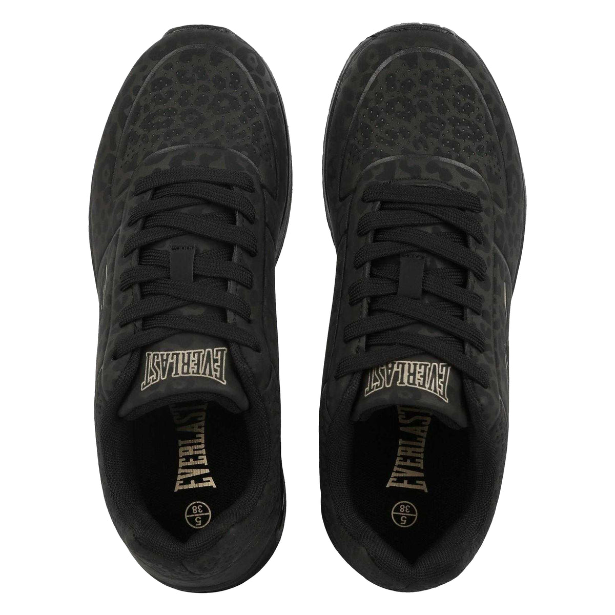 Black-Leopard - Side - Everlast Womens-Ladies Kaiso Trainers