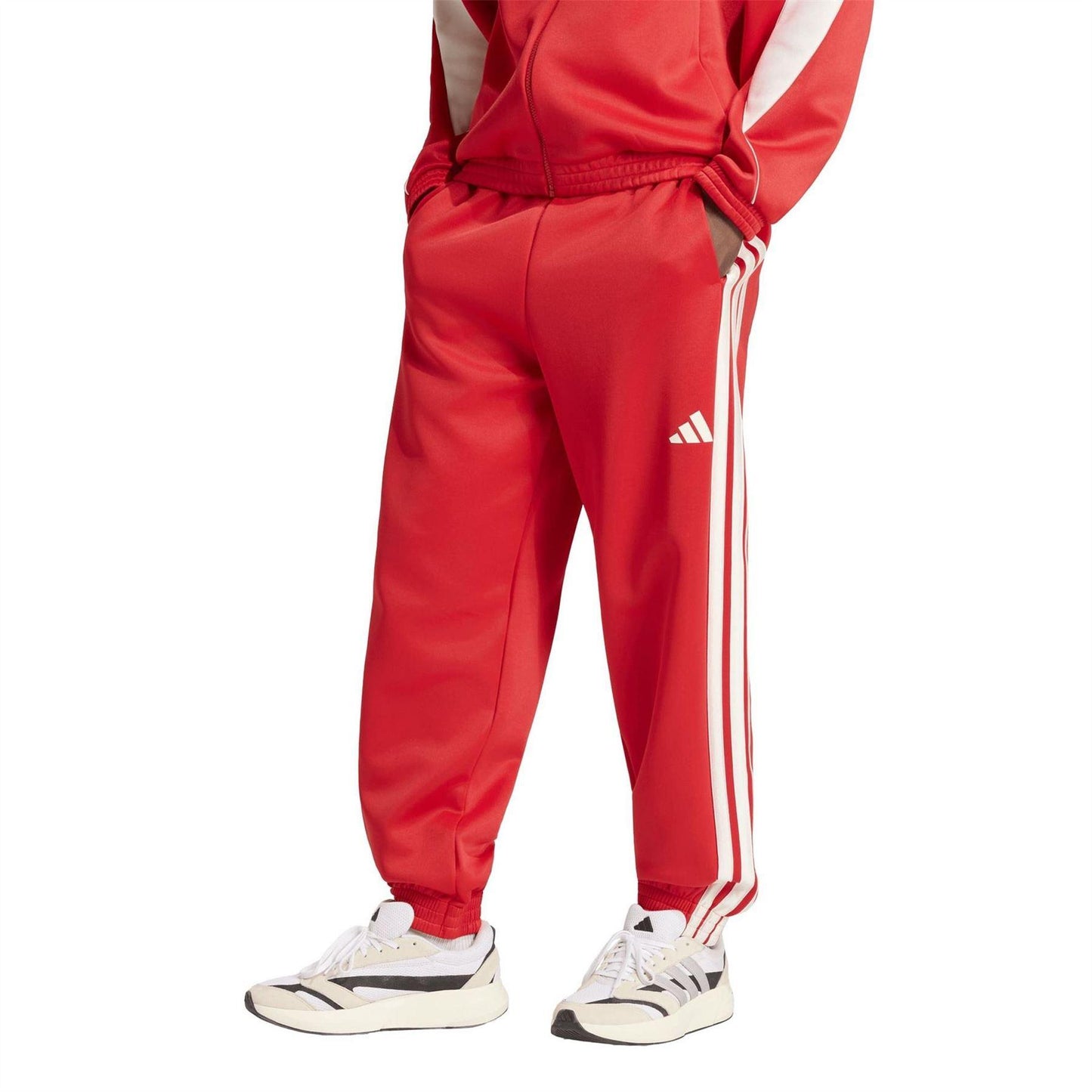 Ruby Red - Pack Shot - Adidas Unisex Adult Stadium 3 Stripes Tapered Joggers