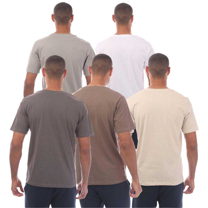 Cream-White-Grey-Brown-Dark Grey - Back - Jack And Jones Mens Tag T-Shirt (Pack of 5)