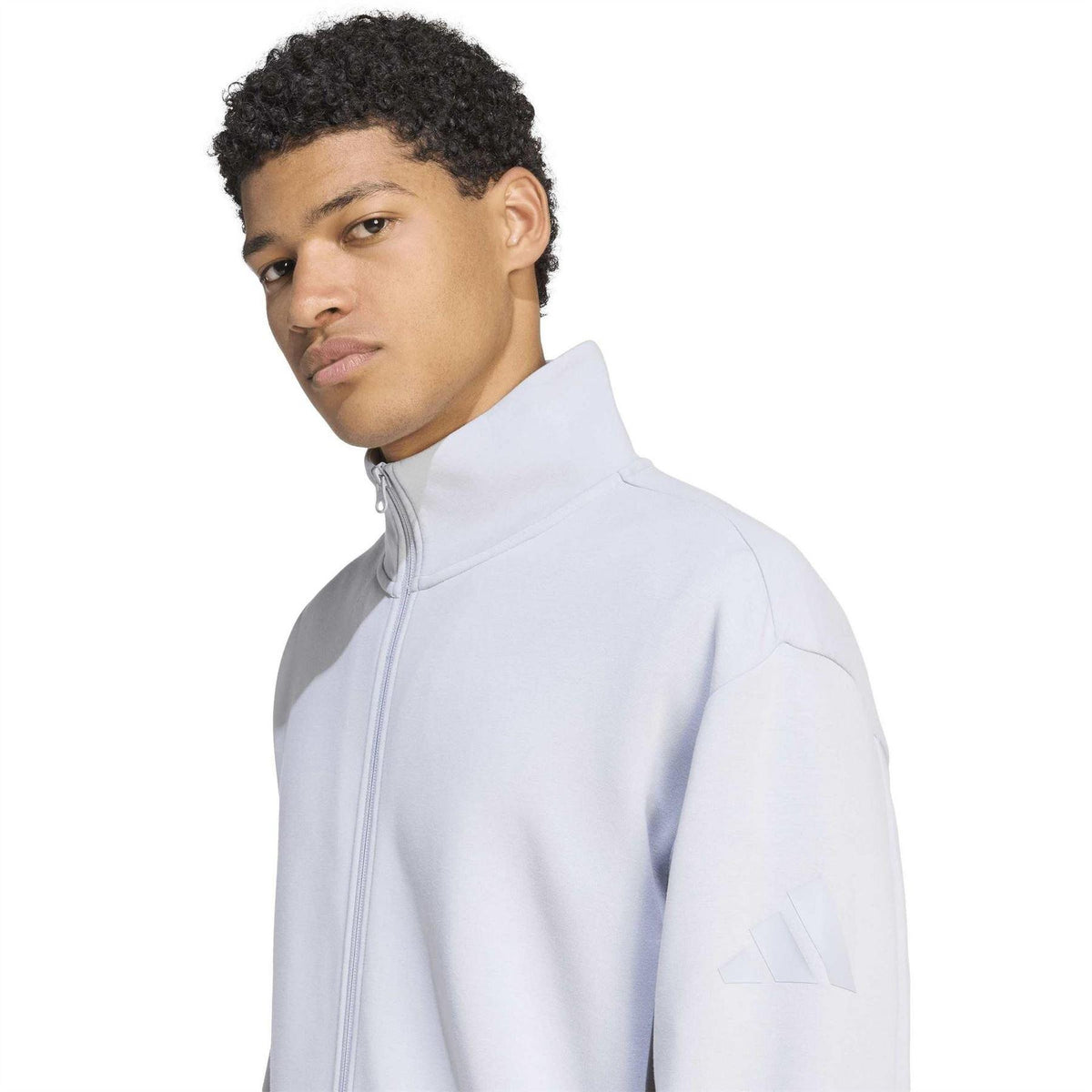 Silver - Side - Adidas Mens Relaxed Fit Track Top