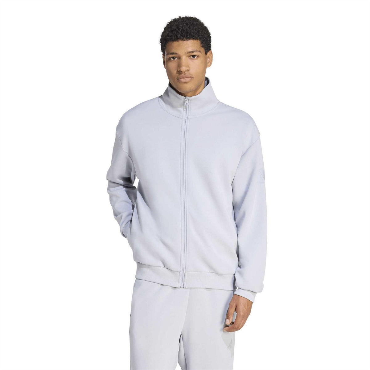Silver - Pack Shot - Adidas Mens Relaxed Fit Track Top