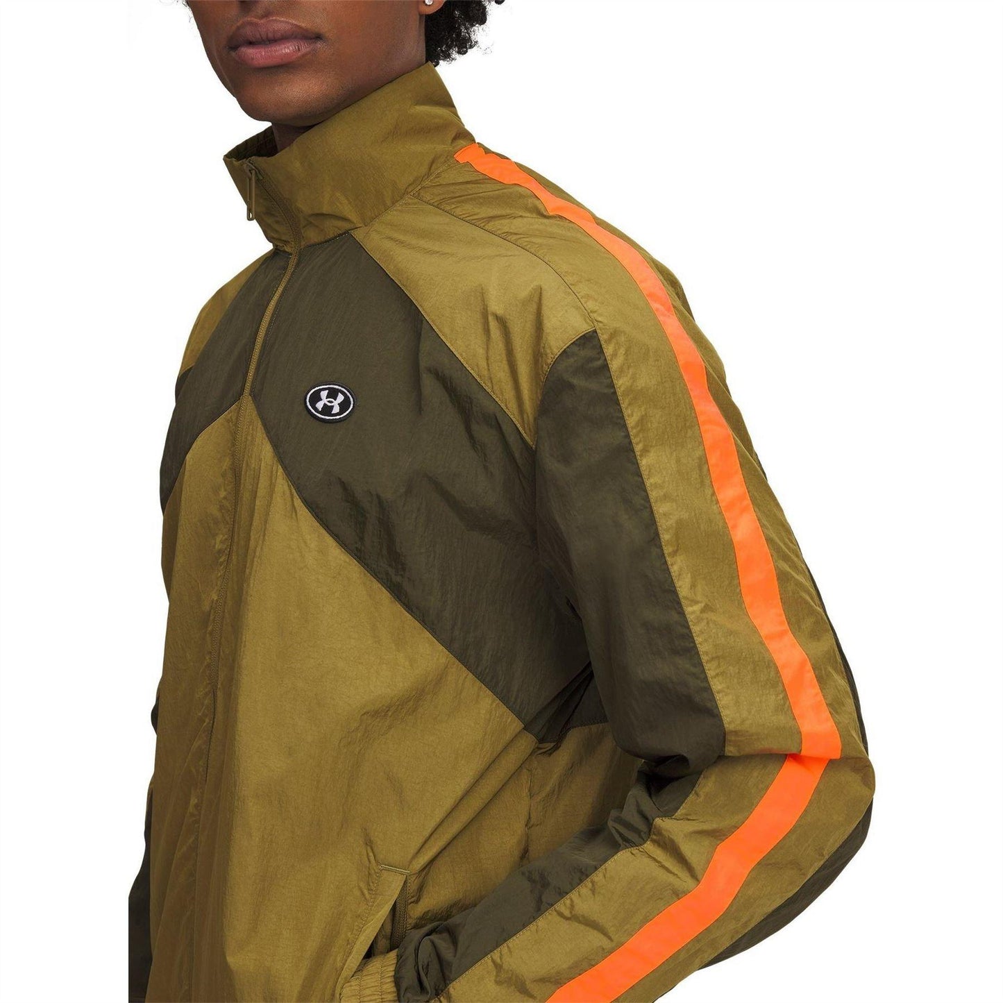 Green - Side - Under Armour Mens Colour Block Track Jacket