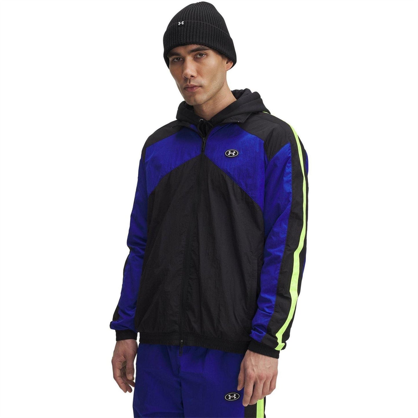 Black - Front - Under Armour Mens Colour Block Track Jacket