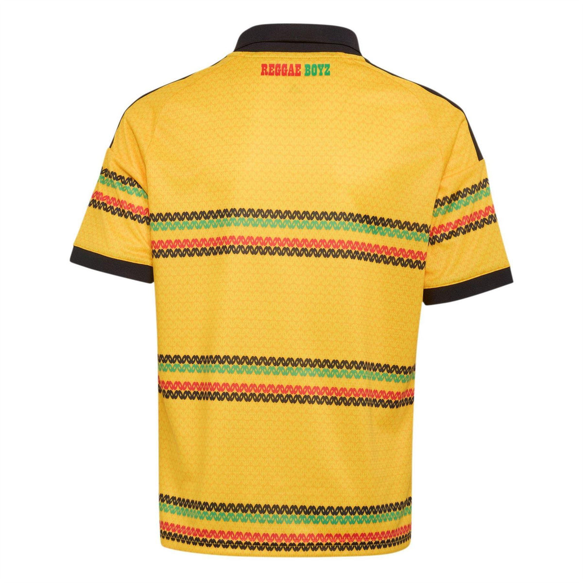 Gold-Green - Back - Adidas Childrens-Kids Bob Marley 2026 Jamaica Home Shirt