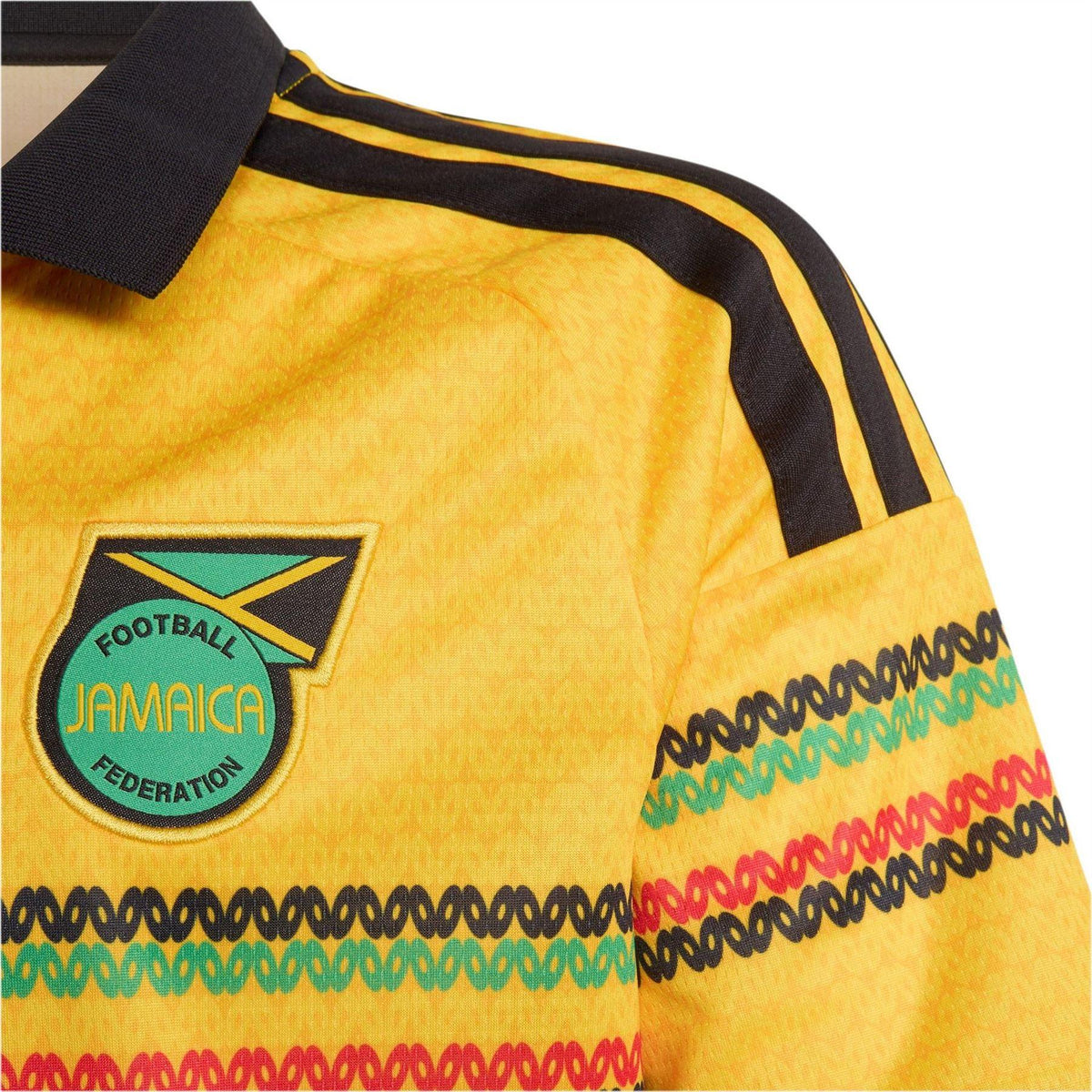 Gold-Green - Side - Adidas Childrens-Kids Bob Marley 2026 Jamaica Home Shirt