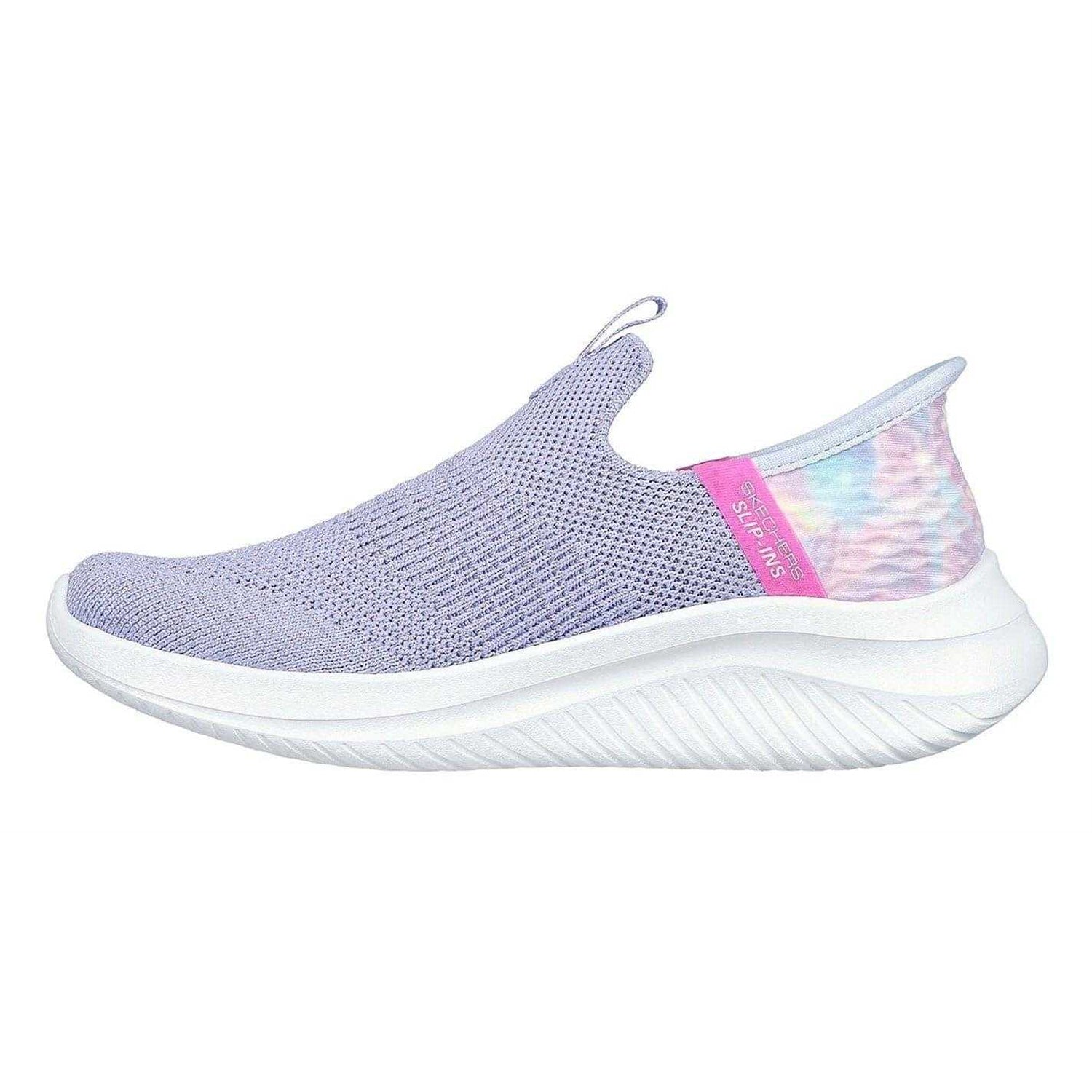 Lavender - Back - Skechers Girls Ultra Flex 3.0 Tie Dye Slip-In Shoes