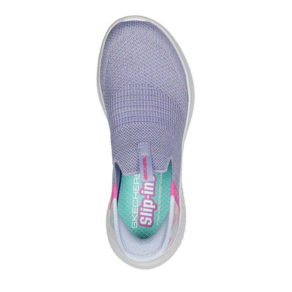 Lavender - Side - Skechers Girls Ultra Flex 3.0 Tie Dye Slip-In Shoes