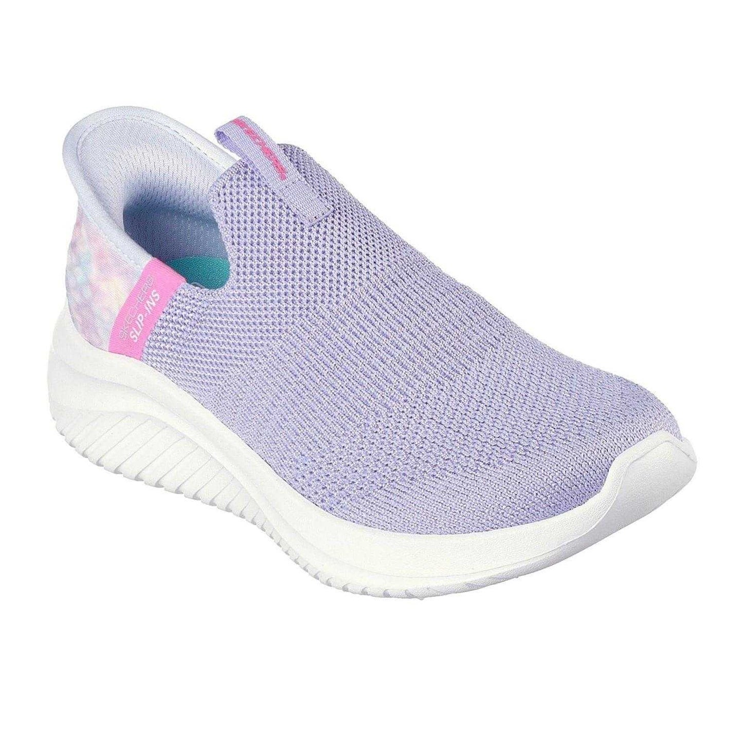 Lavender - Pack Shot - Skechers Girls Ultra Flex 3.0 Tie Dye Slip-In Shoes