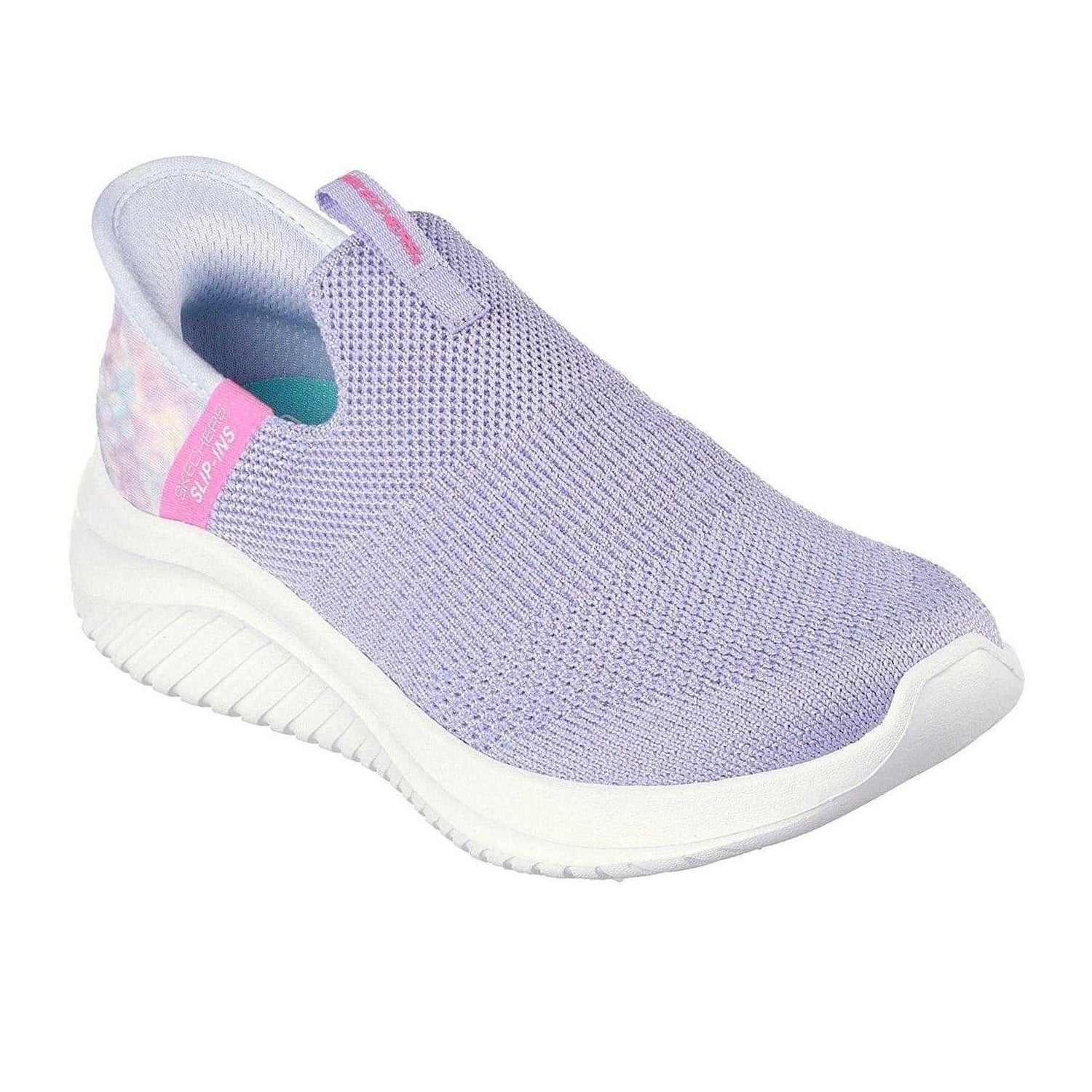 Lavender - Pack Shot - Skechers Girls Ultra Flex 3.0 Tie Dye Slip-In Shoes