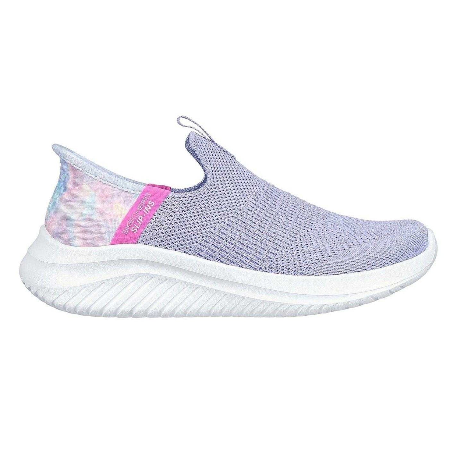 Lavender - Front - Skechers Girls Ultra Flex 3.0 Tie Dye Slip-In Shoes