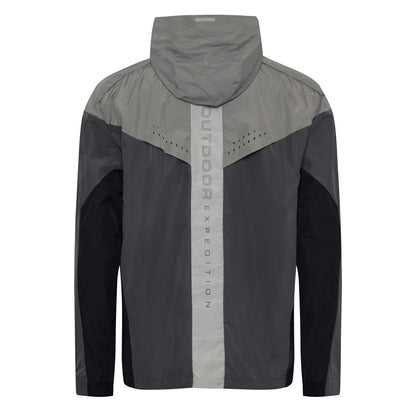 Charcoal-Grey - Back - OEX Mens Repel 2.0 Colour Block Waterproof Track Jacket