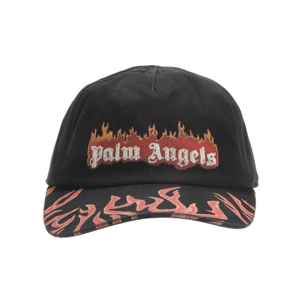 Black-Red - Front - Palm Angels Flame Logo Baseball Cap