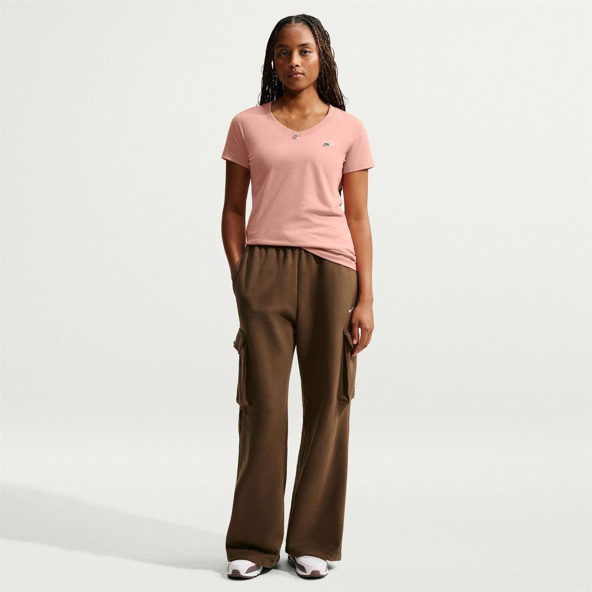 Rose Gold - Lifestyle - Nike Womens-Ladies Club V Neck T-Shirt