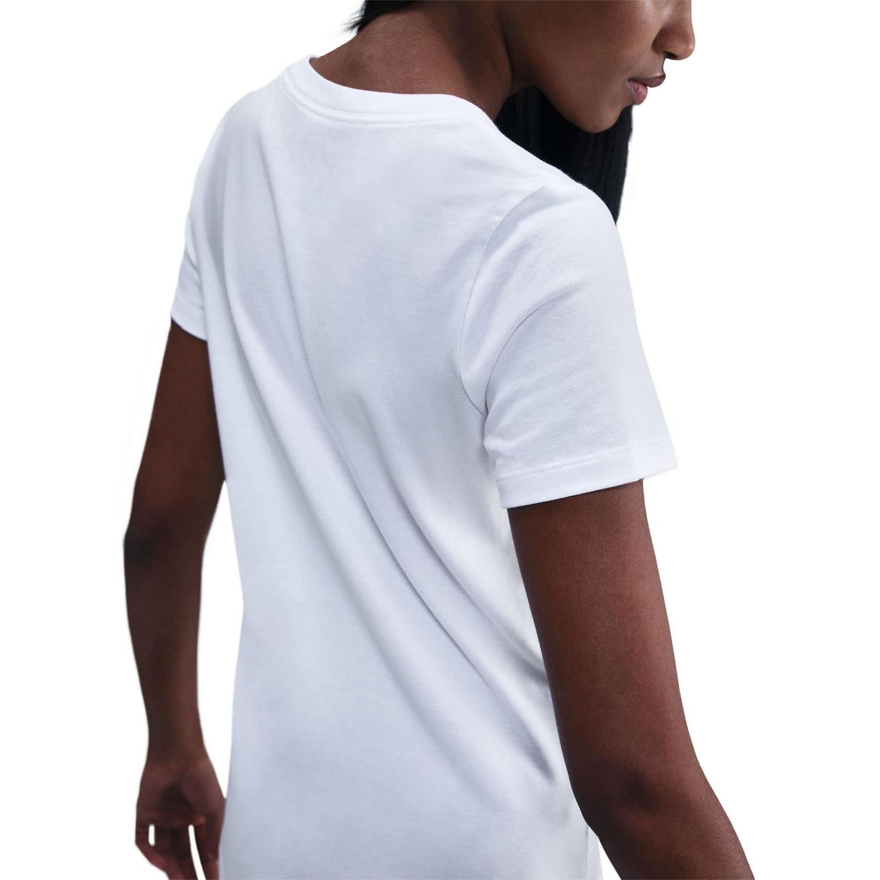 White - Back - Nike Womens-Ladies Club V Neck T-Shirt