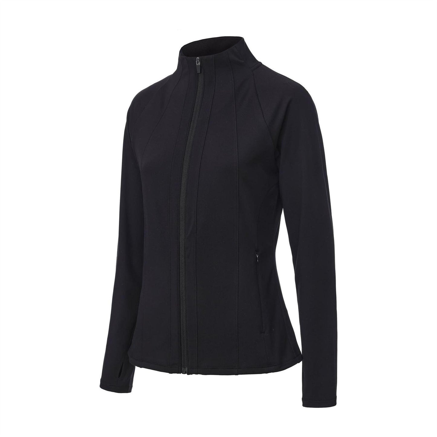 Black - Side - LA Gear Womens-Ladies Essential Fitted Raglan Jacket