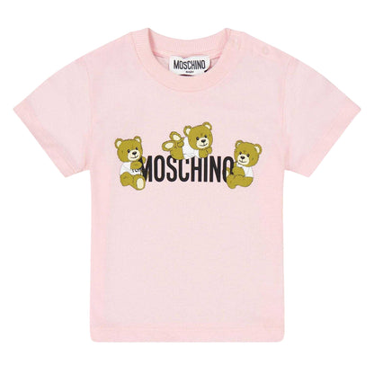 Pink - Front - Moschino Baby T-Shirt & Shorts Set