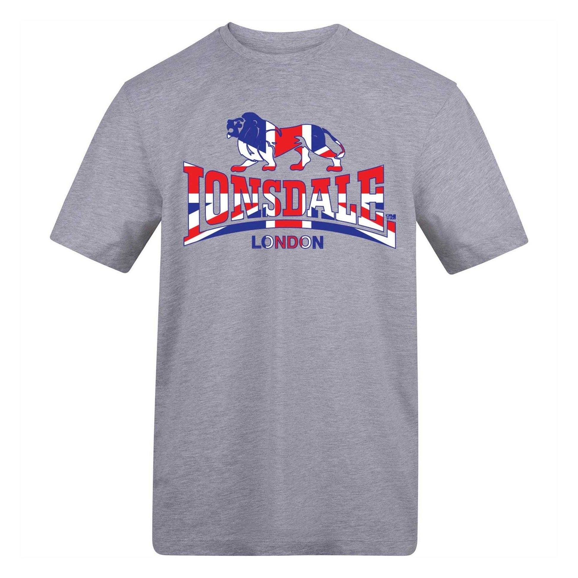 Grey - Front - Lonsdale Mens Union Jack T-Shirt