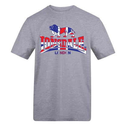 Grey - Front - Lonsdale Mens Union Jack T-Shirt