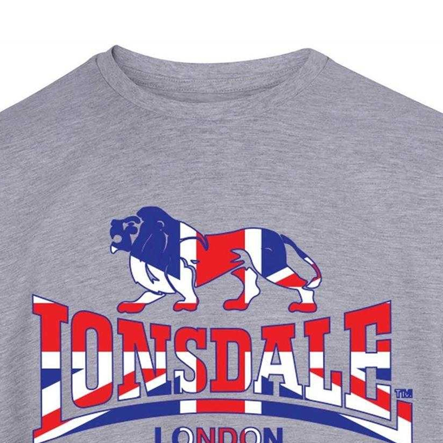 Grey - Side - Lonsdale Mens Union Jack T-Shirt