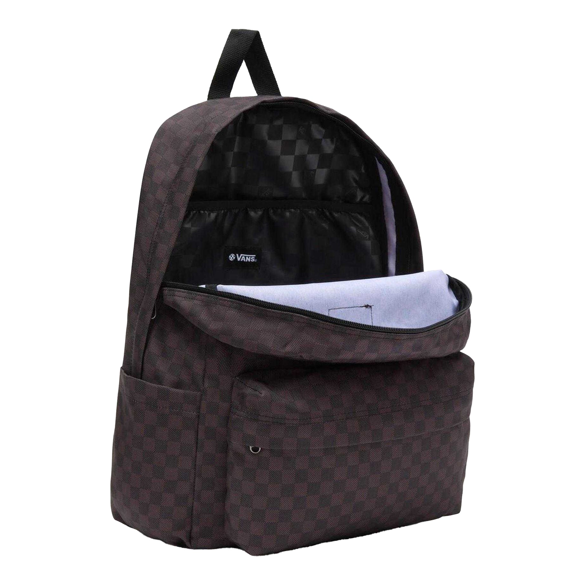 Black-Charcoal - Side - Vans Old Skool Check Plaid Logo Backpack