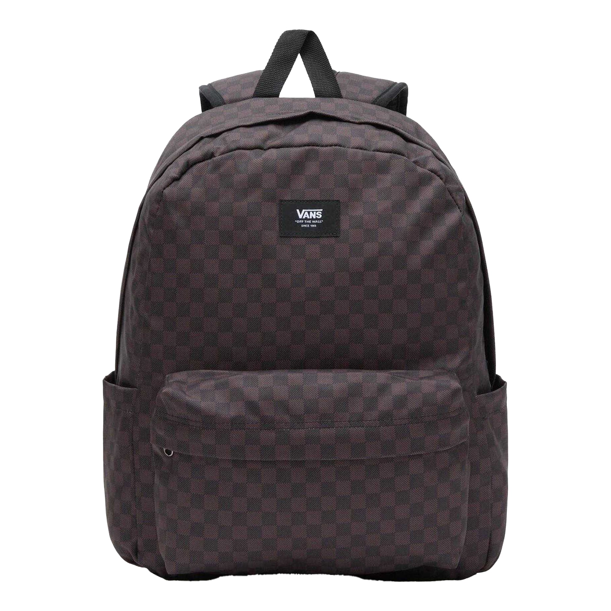 Black-Charcoal - Front - Vans Old Skool Check Plaid Logo Backpack