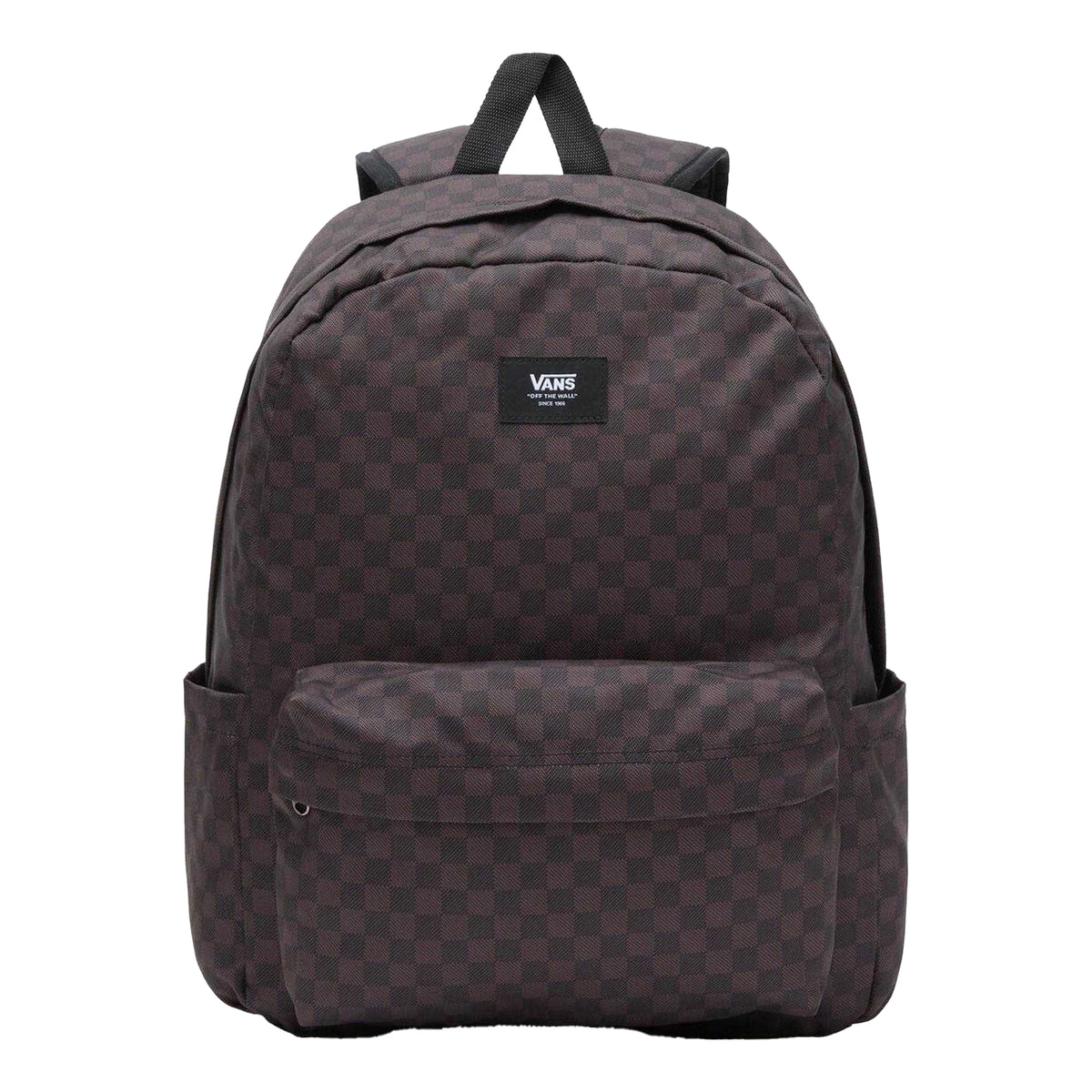 Black-Charcoal - Front - Vans Old Skool Check Plaid Logo Backpack