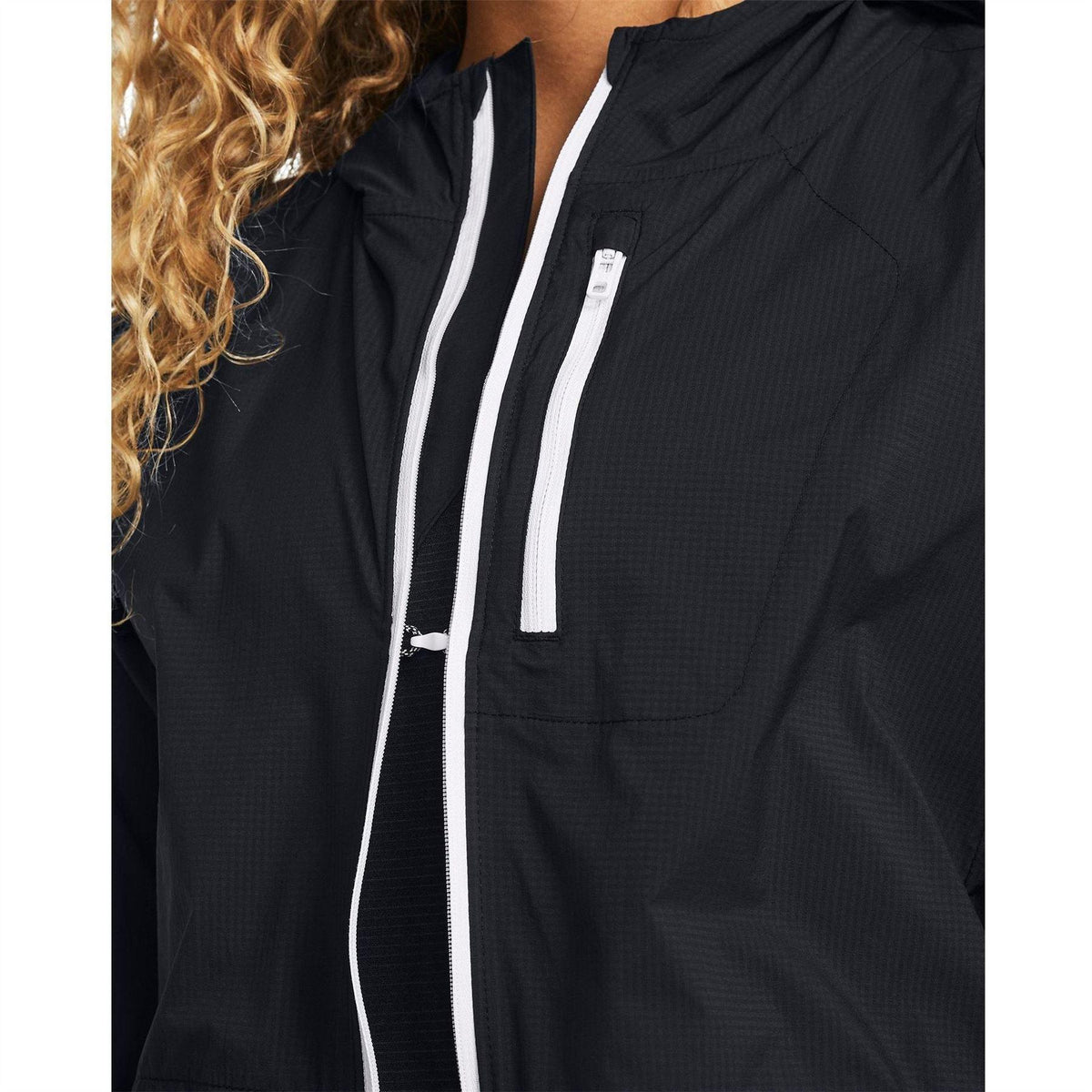 Black - Side - Under Armour Mens Launch Hooded Jacket