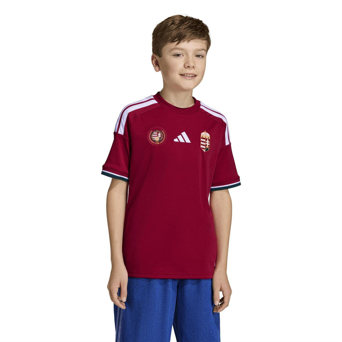 Red-White - Side - Adidas Childrens-Kids World Cup 2026 Hungary Home Shirt