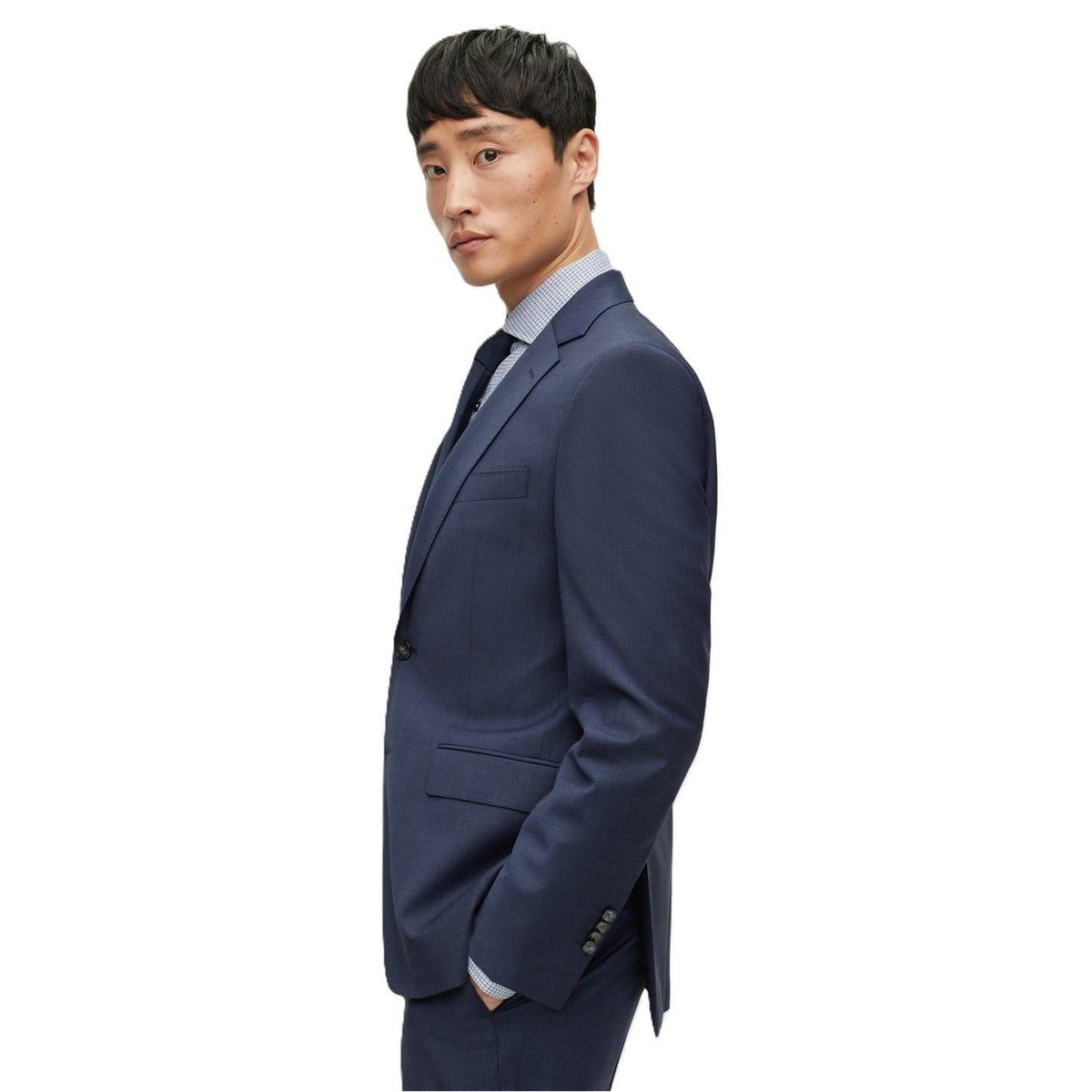 Blue - Side - Boss Mens Jeckson Solid Regular Suit Jacket