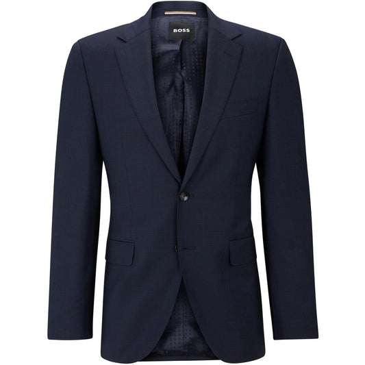 Blue - Front - Boss Mens Jeckson Solid Regular Suit Jacket
