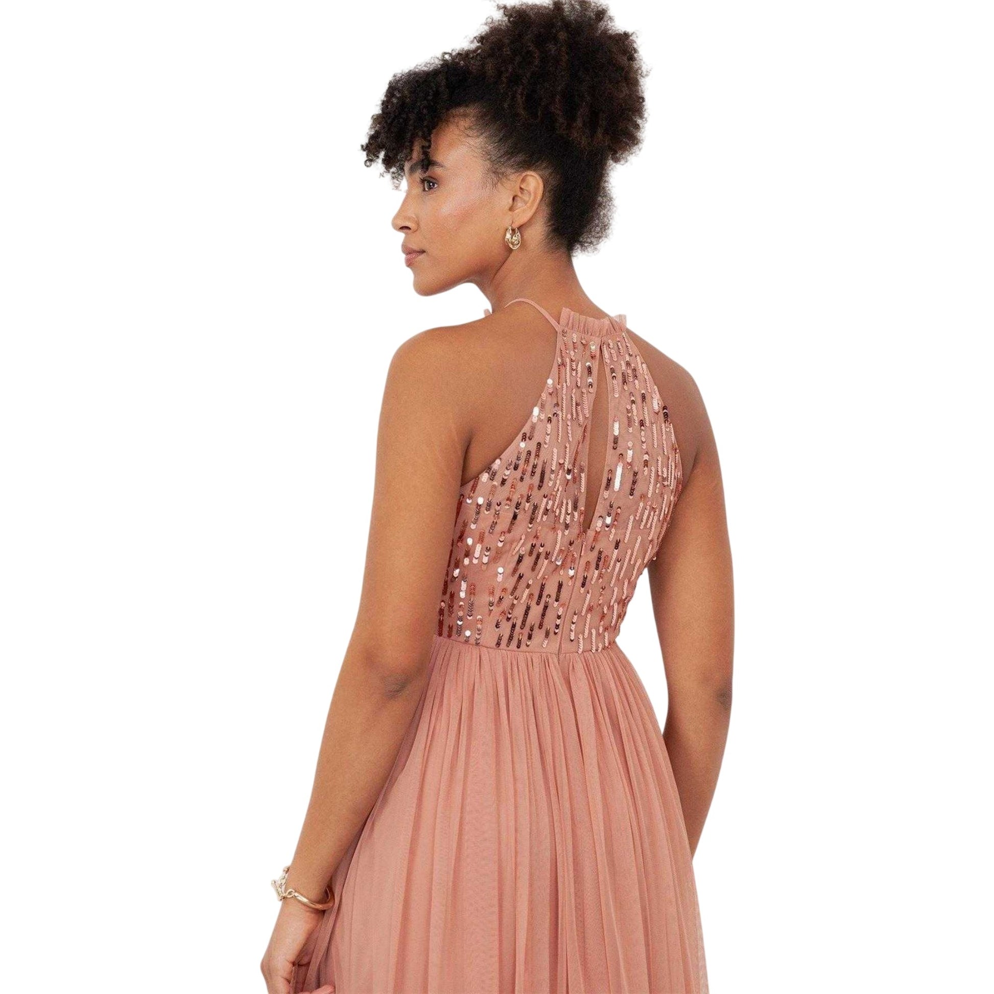 Terracotta - Lifestyle - Maya Deluxe Womens-Ladies Halter Neck Maxi Dress