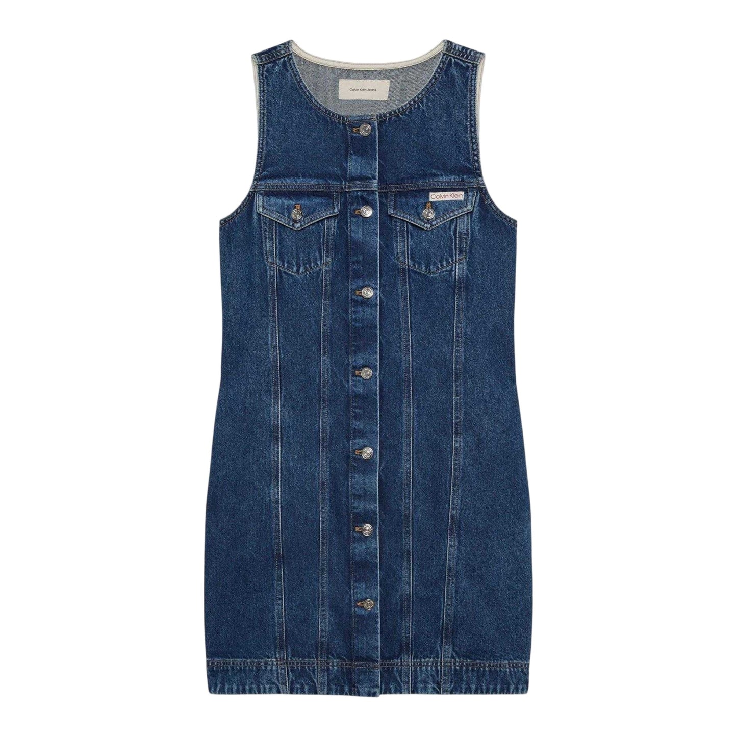 Blue - Front - Calvin Klein Womens-Ladies Denim Mini Dress