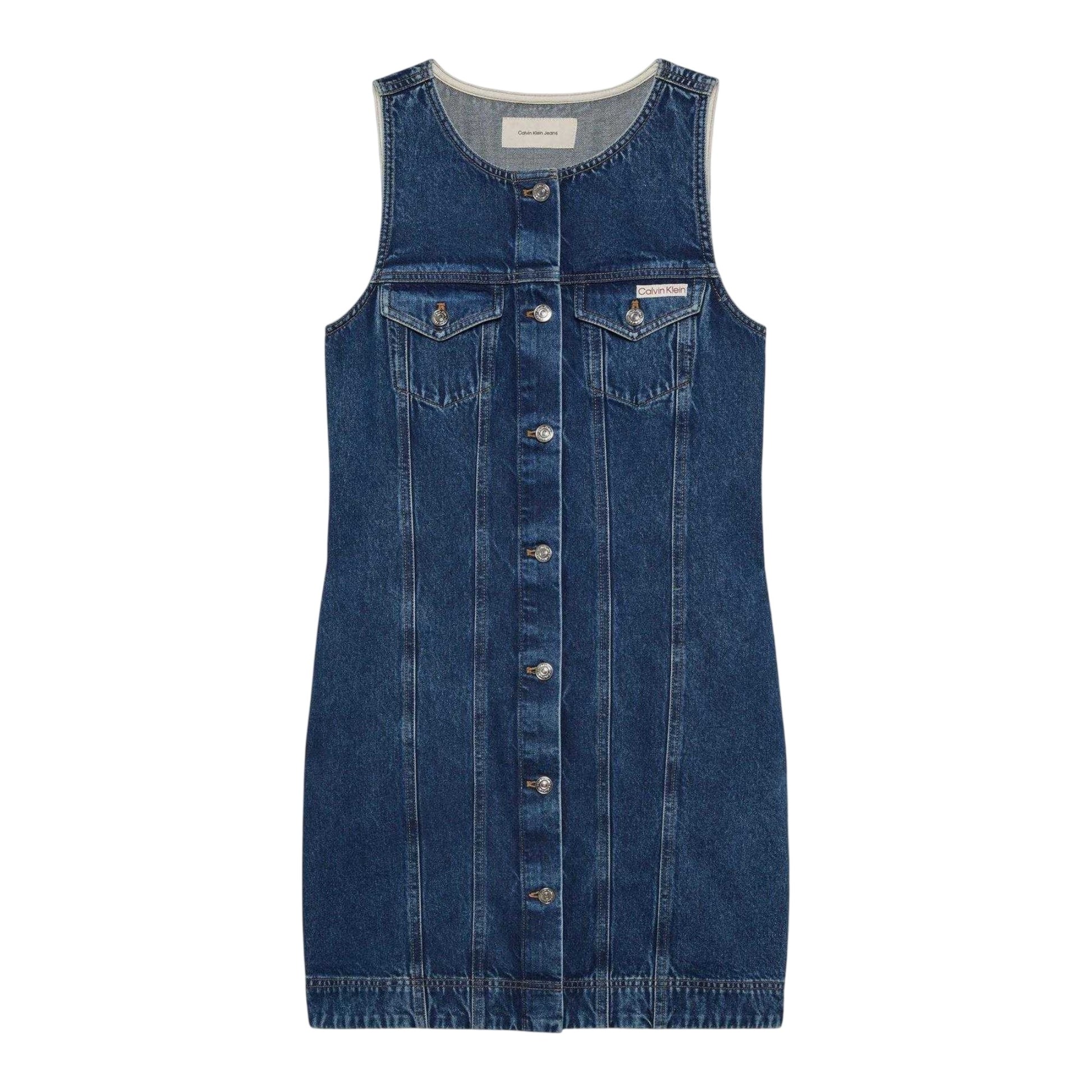 Blue - Front - Calvin Klein Womens-Ladies Denim Mini Dress