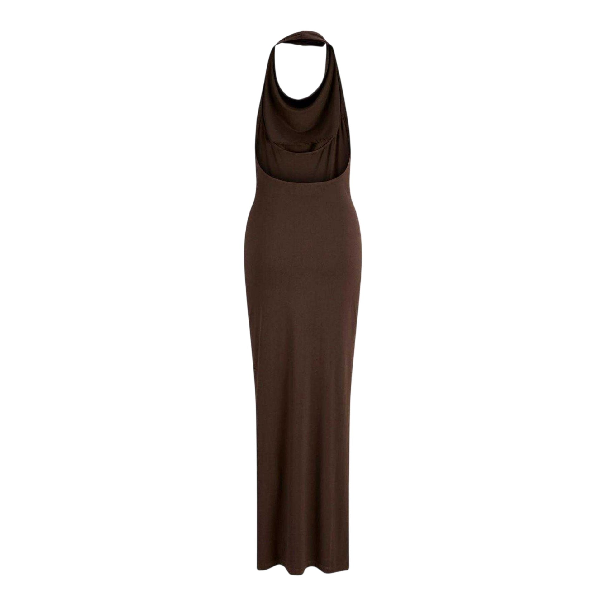 Grey - Back - JJXX Womens-Ladies Halter Neck Bodycon Dress