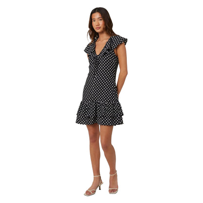 Black-Cream - Lifestyle - Brave Soul Womens-Ladies Polka Dot Frill Detail Mini Dress
