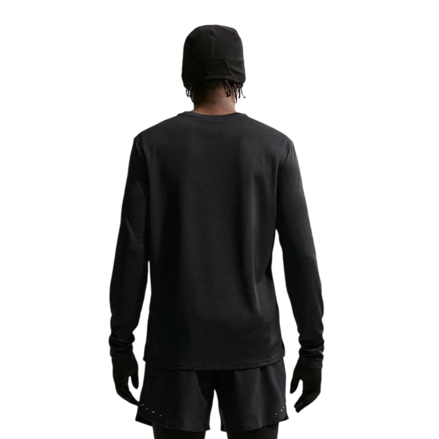 Black - Back - Nike Mens Miler Long-Sleeved Running T-Shirt