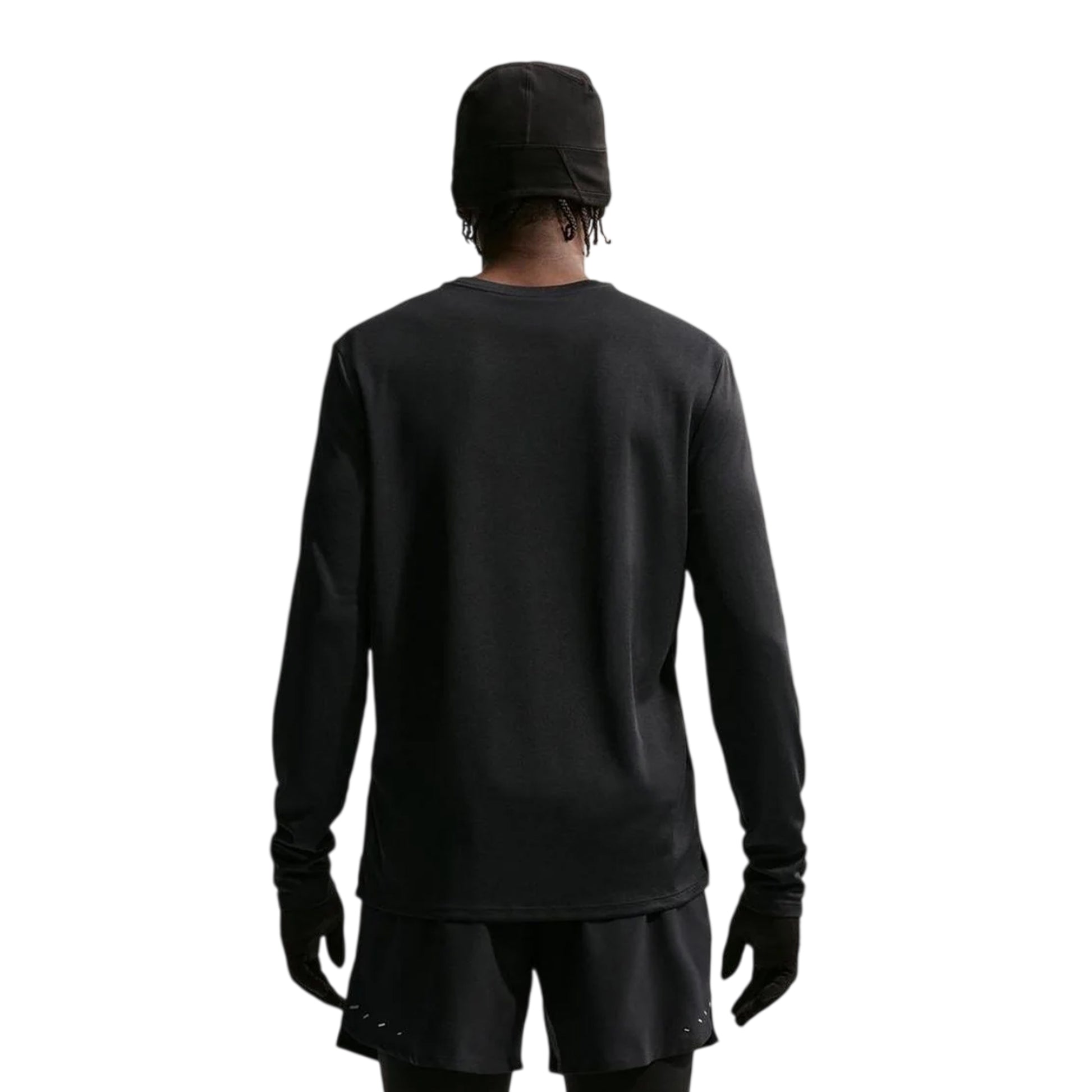 Black - Back - Nike Mens Miler Long-Sleeved Running T-Shirt