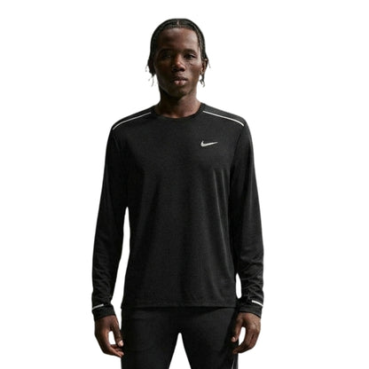 Black - Front - Nike Mens Miler Long-Sleeved Running T-Shirt