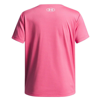 Pink - Back - Under Armour Childrens-Kids Tech Wordmark Performance T-Shirt