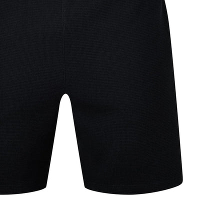 Black - Side - Lacoste Mens Waffle Relaxed Fit Pyjama Shorts