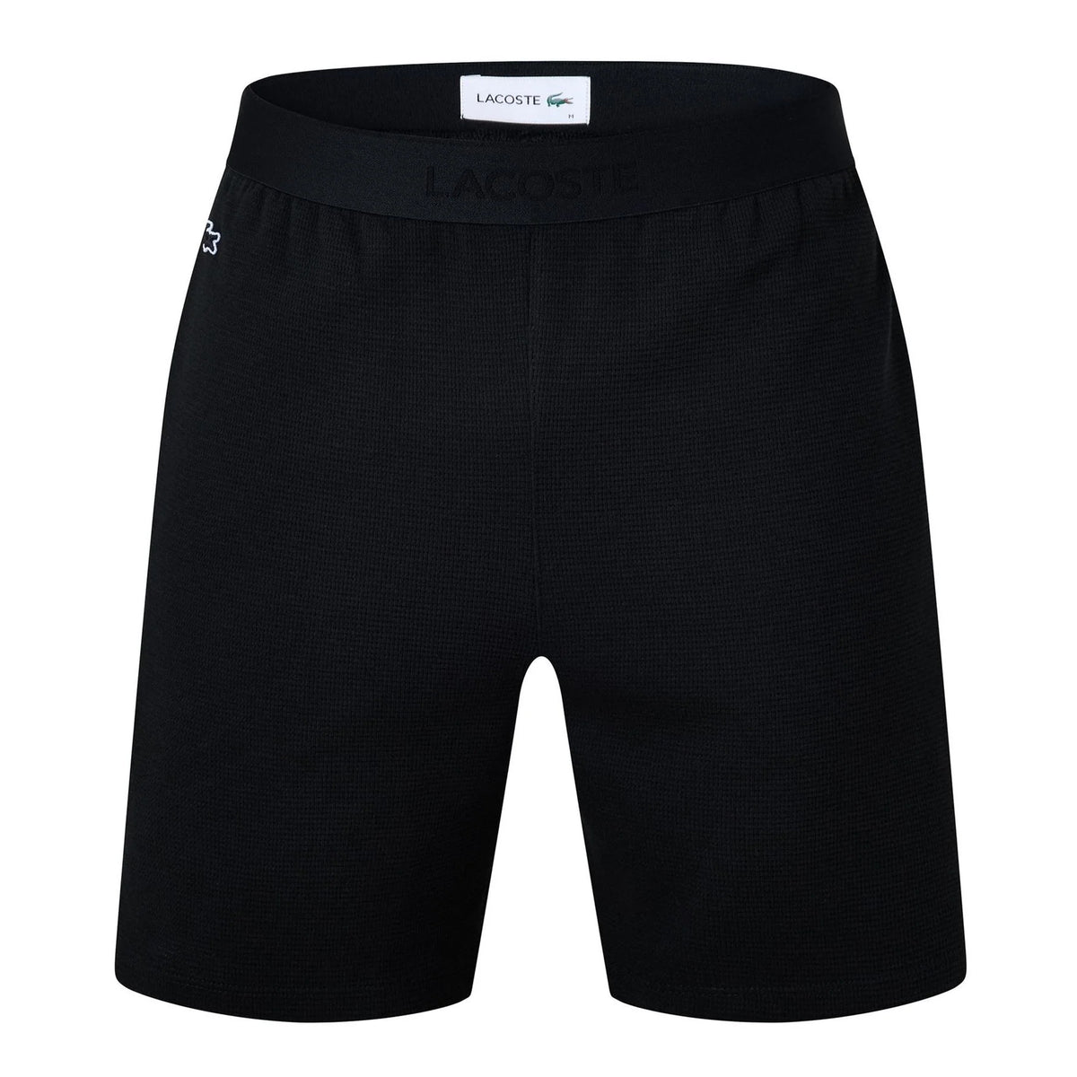 Black - Front - Lacoste Mens Waffle Relaxed Fit Pyjama Shorts