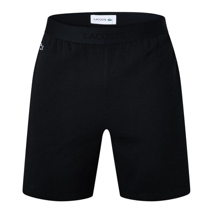 Black - Front - Lacoste Mens Waffle Relaxed Fit Pyjama Shorts