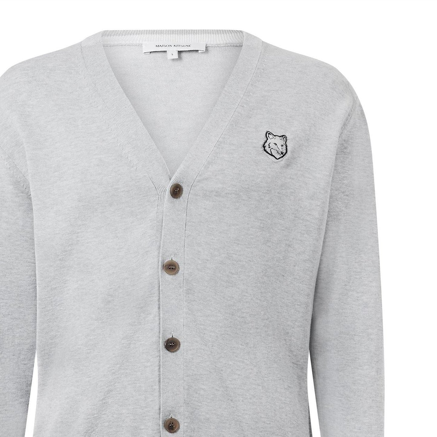 Grey - Side - Maison Kitsuné Mens Fox Head Cardigan