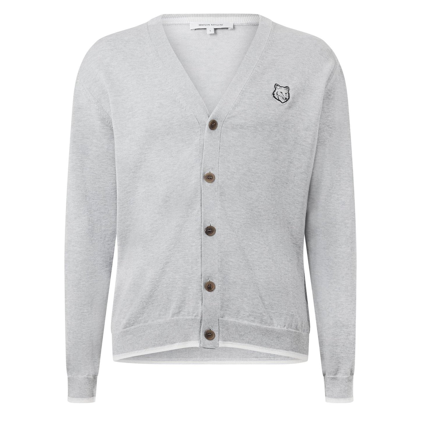 Grey - Front - Maison Kitsuné Mens Fox Head Cardigan