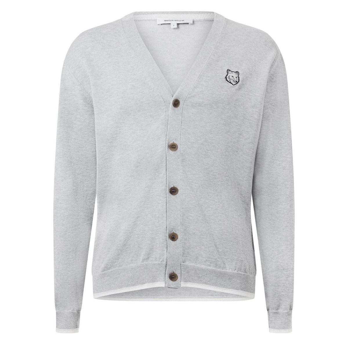 Grey - Front - Maison Kitsuné Mens Fox Head Cardigan
