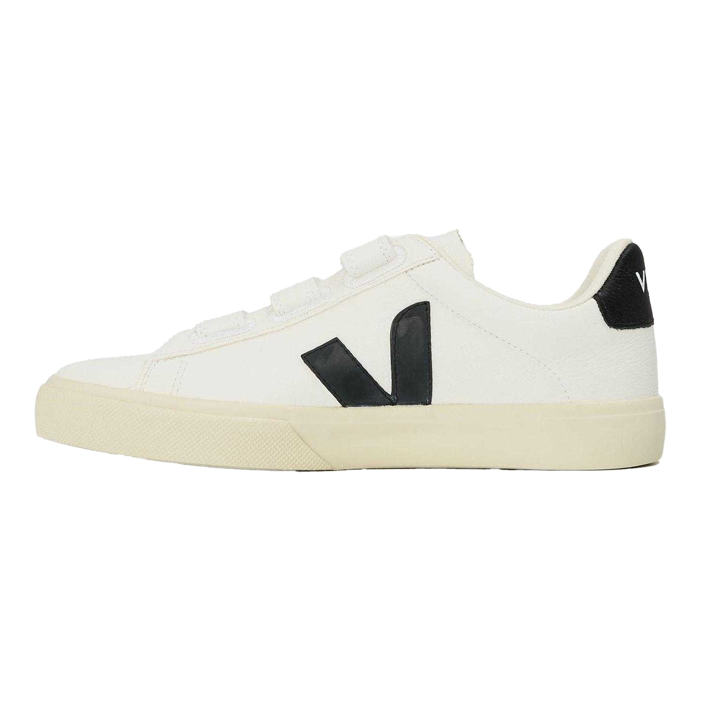White-Black - Back - Veja Womens-Ladies Recife Leather Touch Fastening Court Trainers