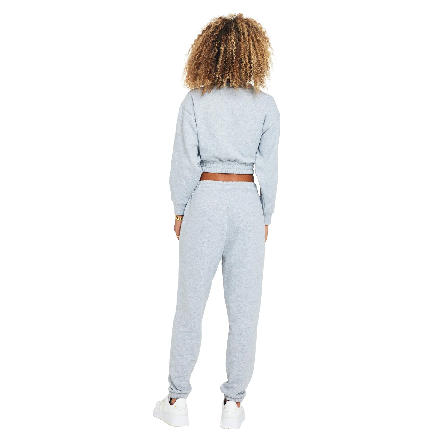 Grey Marl - Back - SikSilk Womens-Ladies Crop Sweatshirt