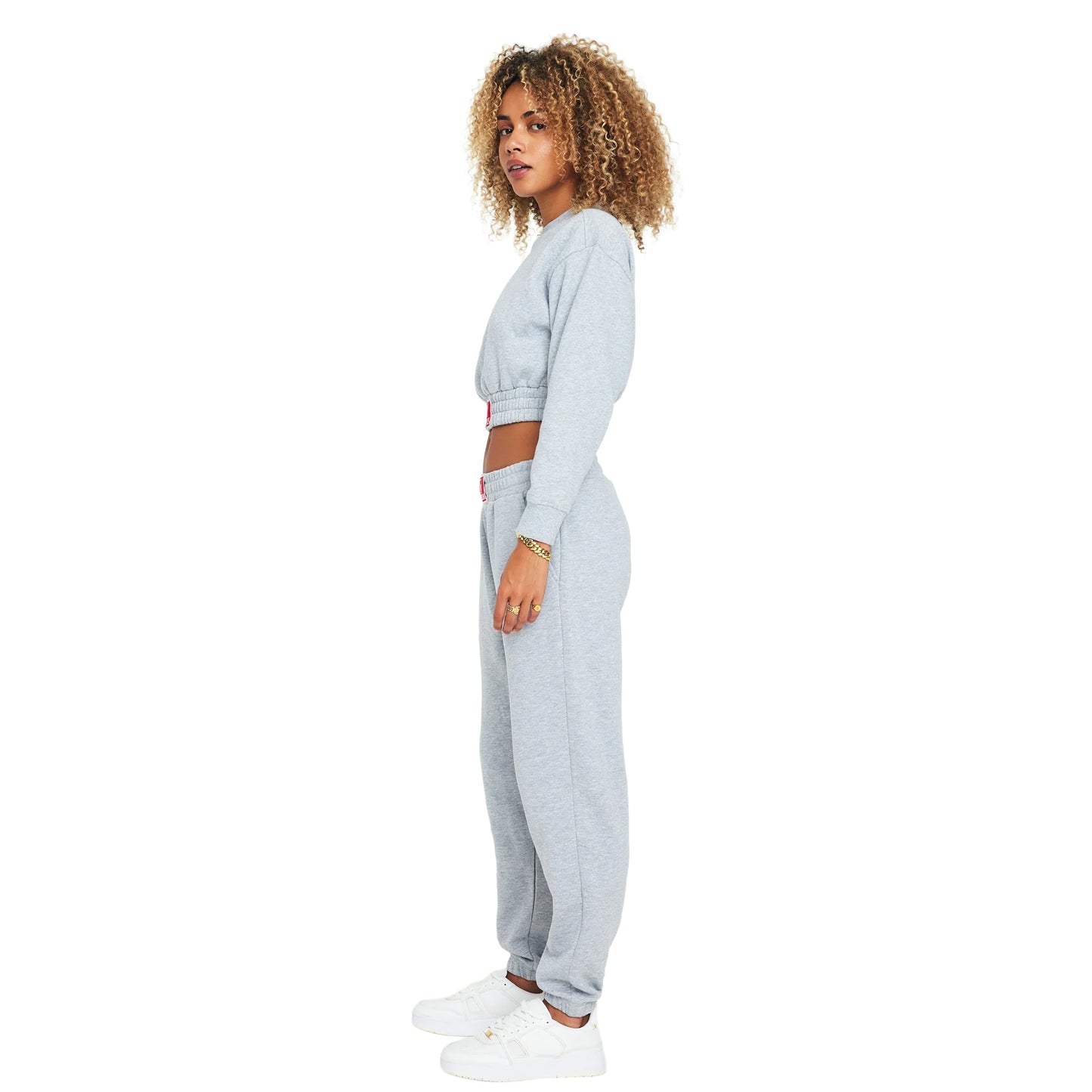 Grey Marl - Side - SikSilk Womens-Ladies Crop Sweatshirt
