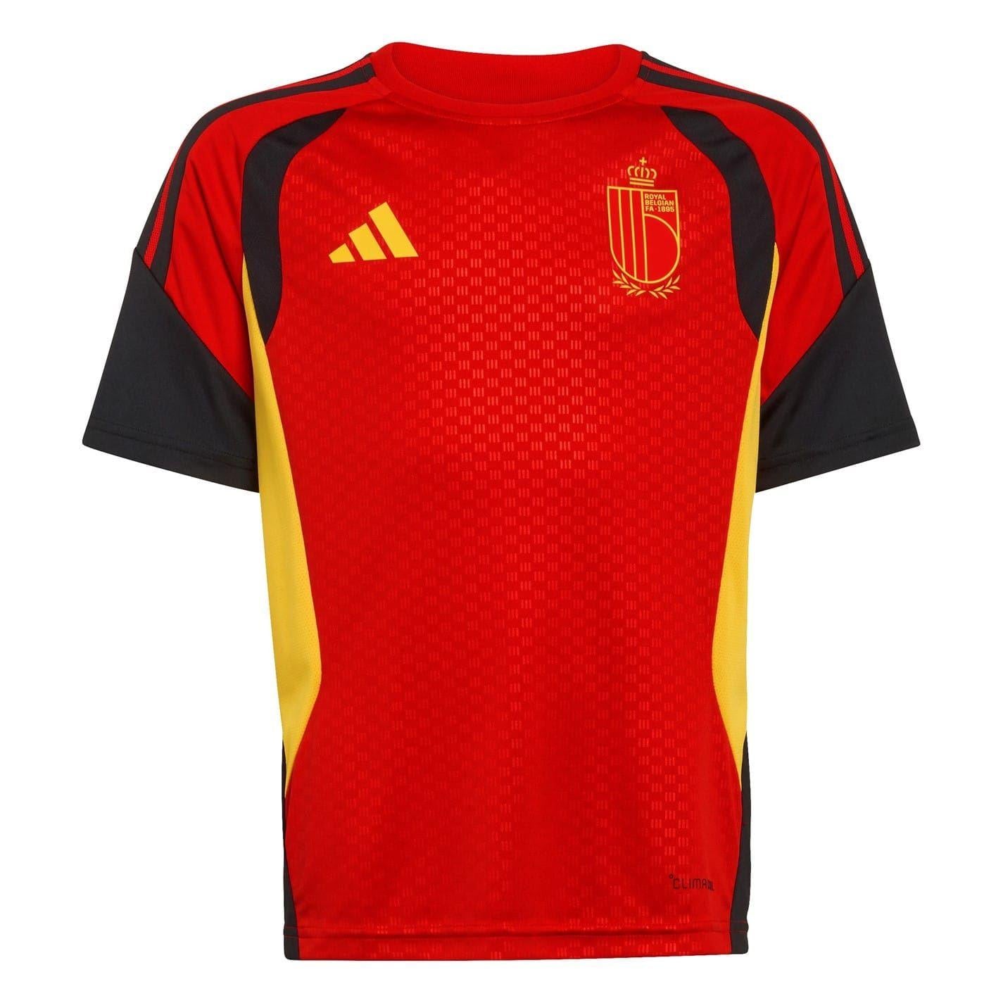 Red-Black - Front - Adidas Childrens-Kids World Cup 2026 Belgium Football Shirt